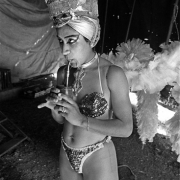 Magnum Circus / A dancer sips mate before the show, in Colon neighbourhood, Montevideo, on July 8, 1995.
